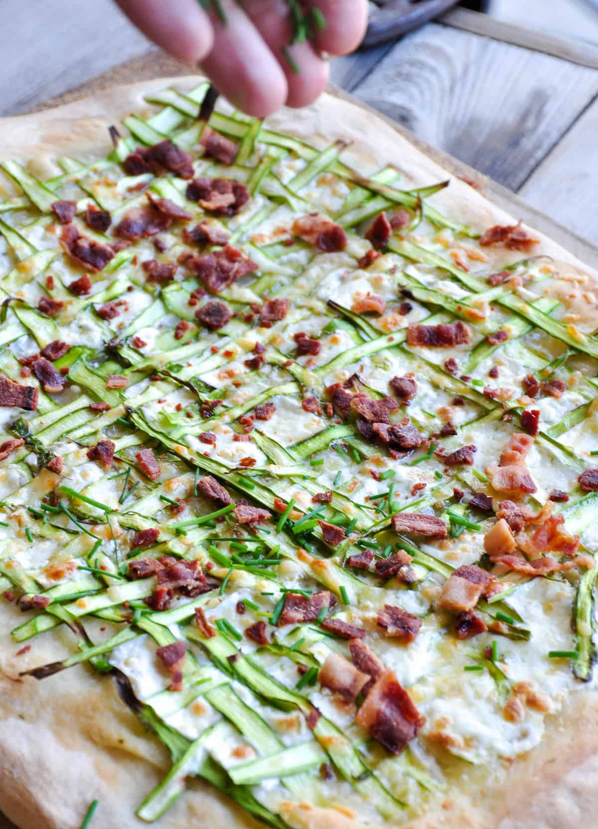 Chives added to Asparagus Pizza Ribbon 