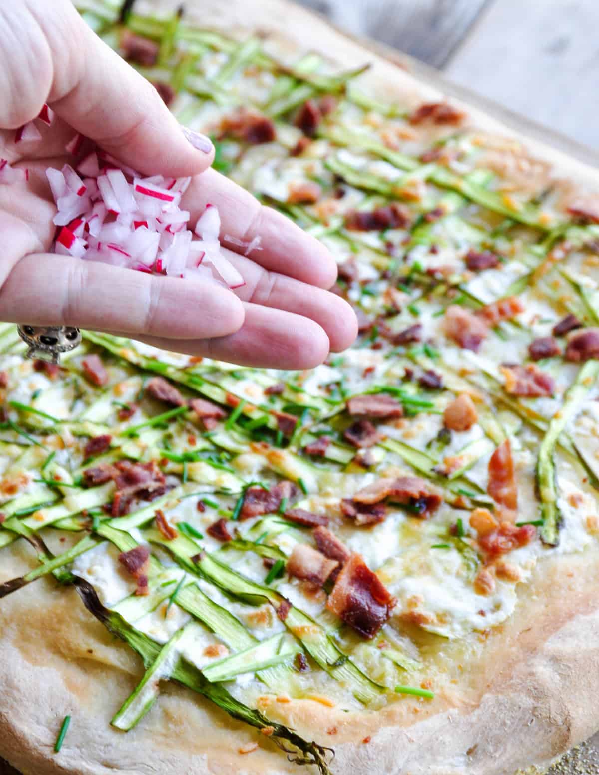 Radish added to Asparagus Pizza Ribbon 