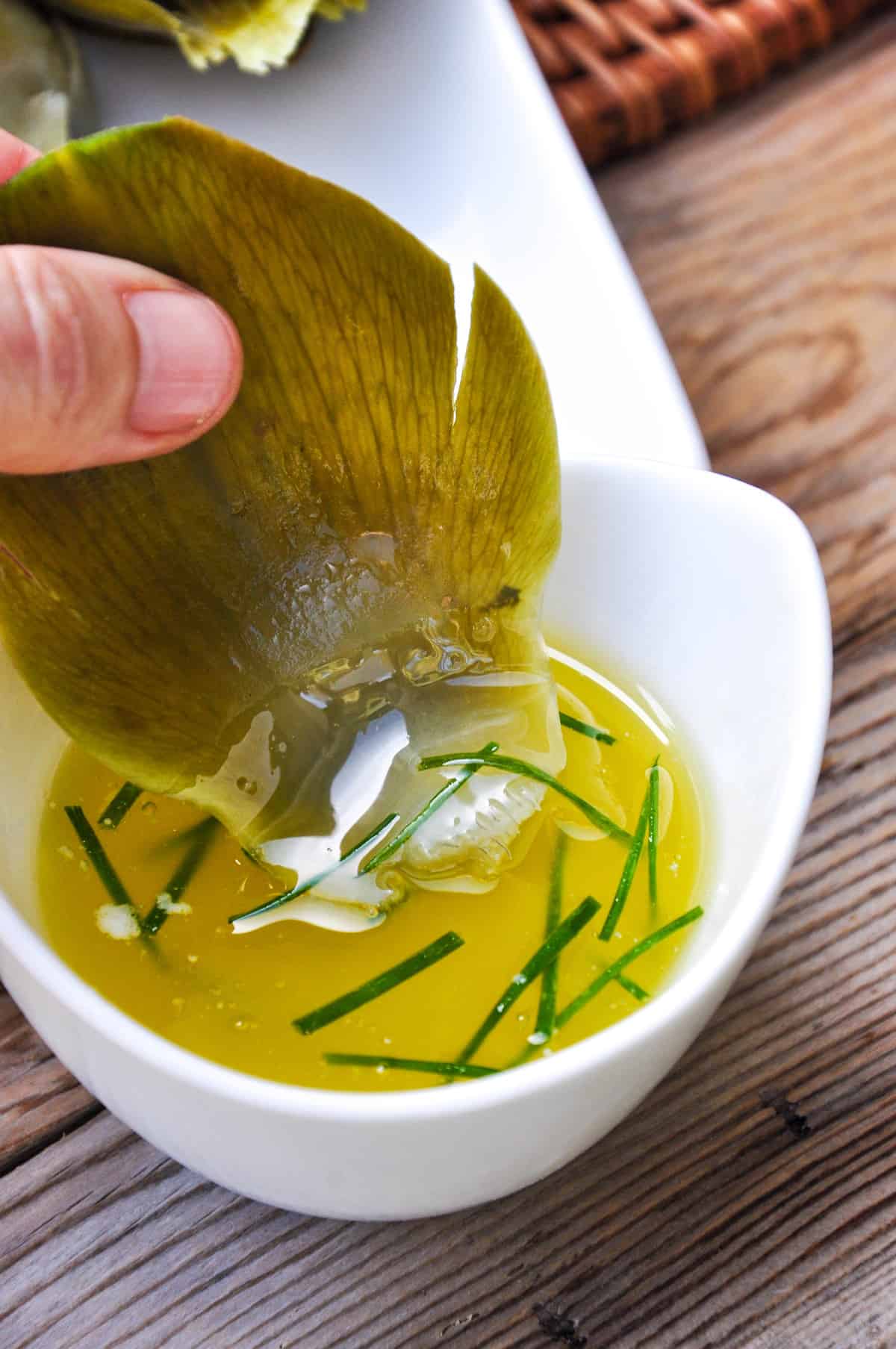 Clarified butter and fresh chive dip