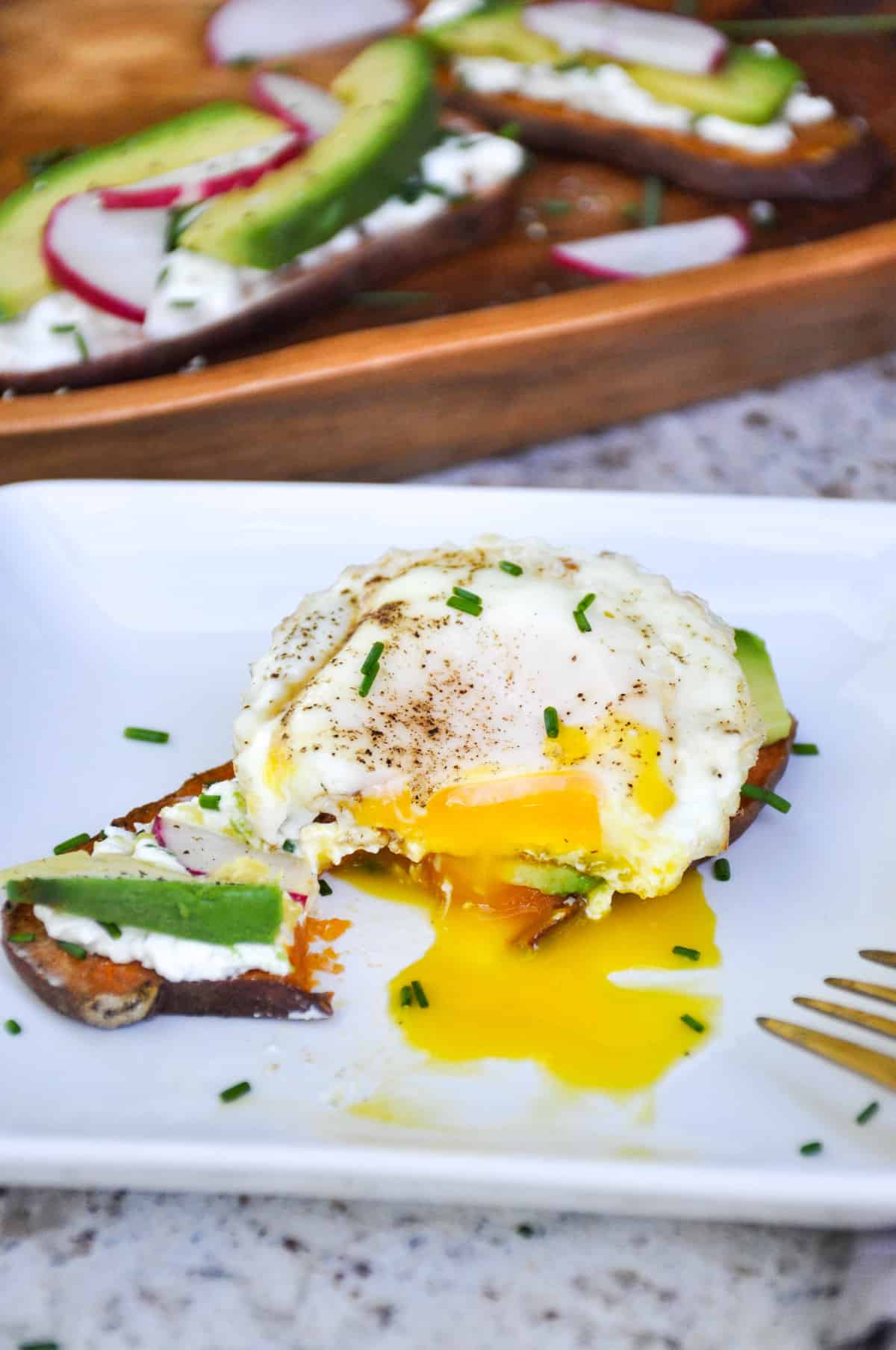 Sweetpotato Toast Topped with Avocado Egg