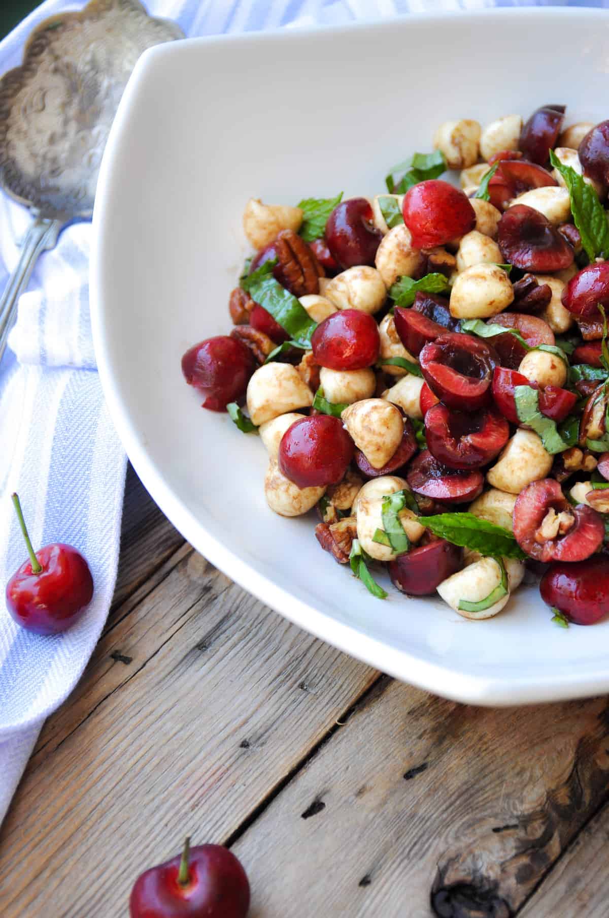 Sweet cherry caprese salad