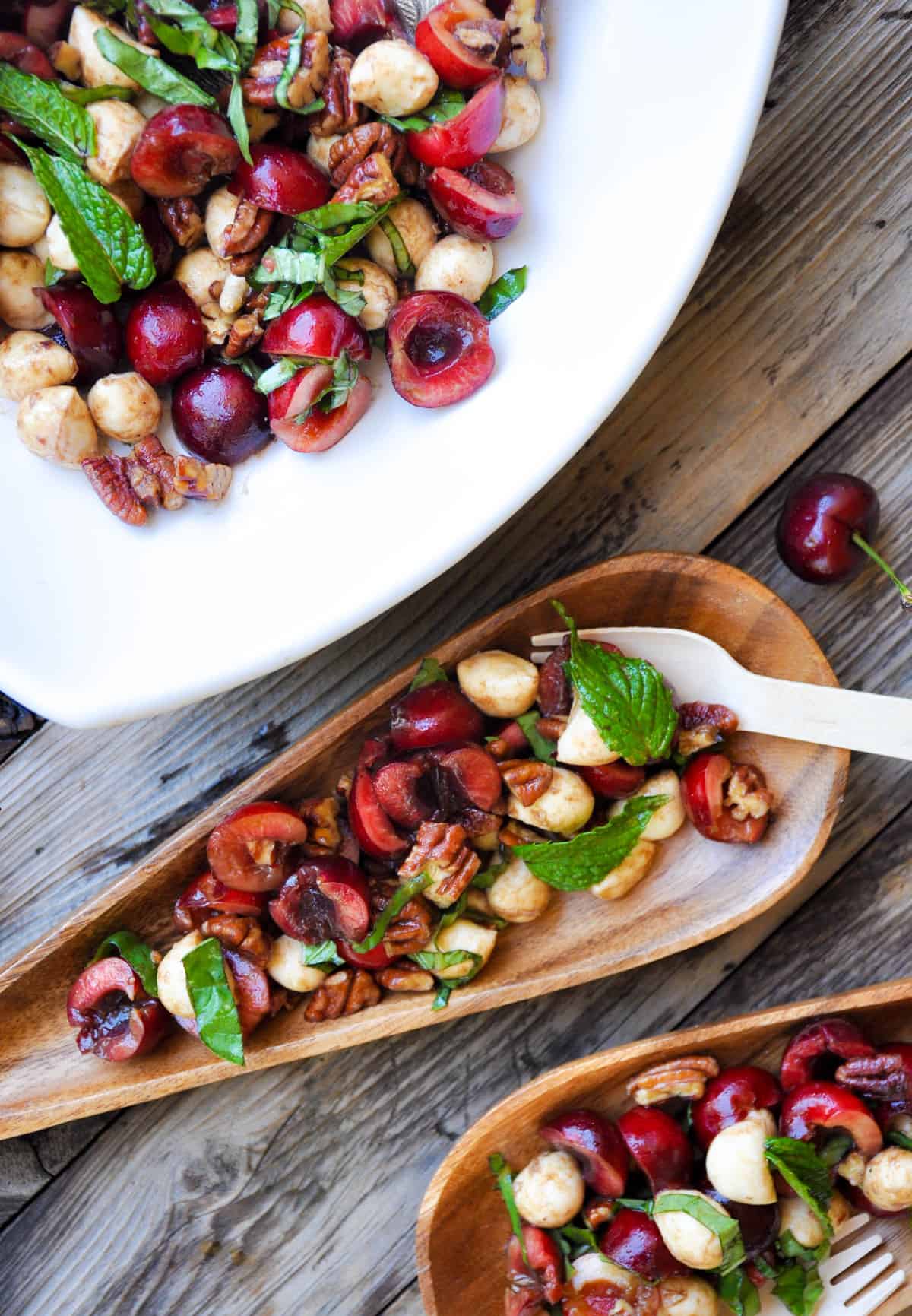 Sweet cherry caprese salad