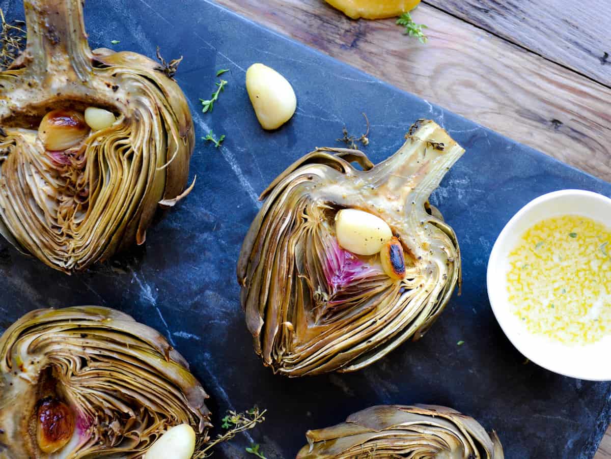 Herbaceous Roasted Artichoke with Garlic and Lemons