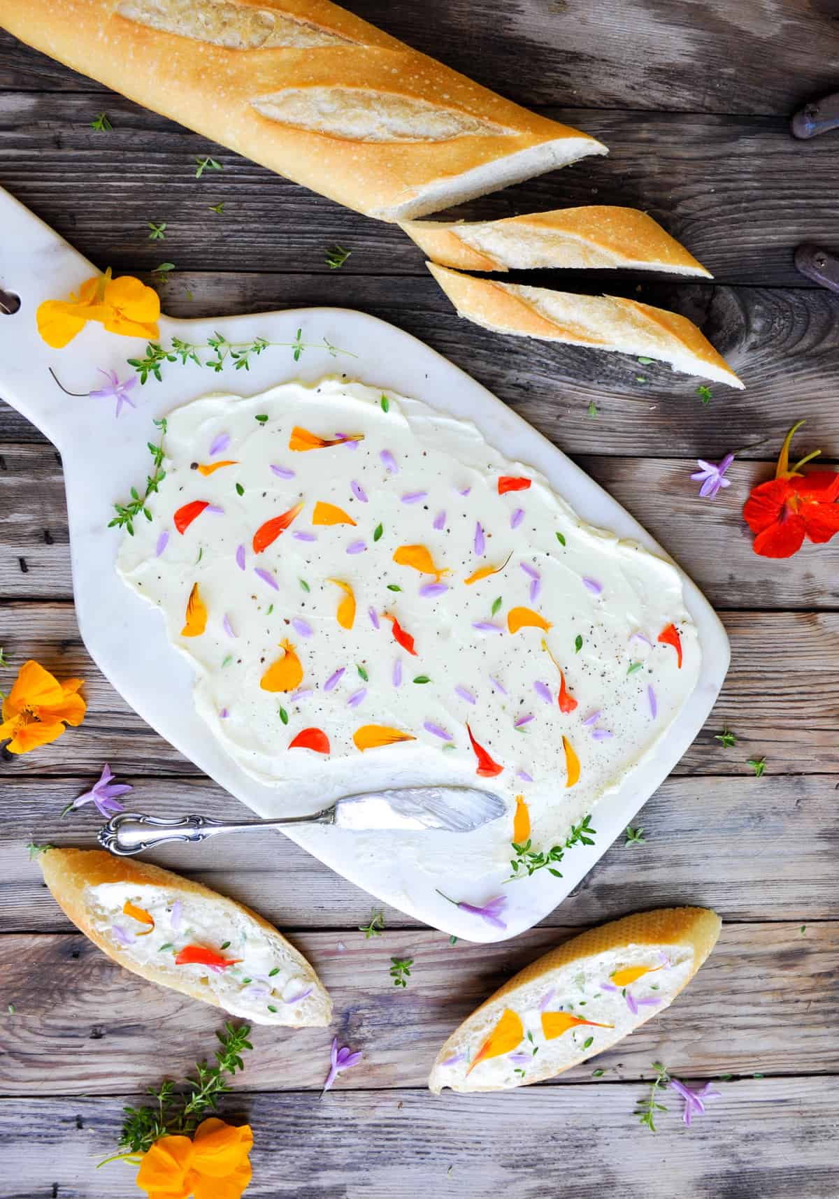 Flower Butter Board with California Edible Flowers