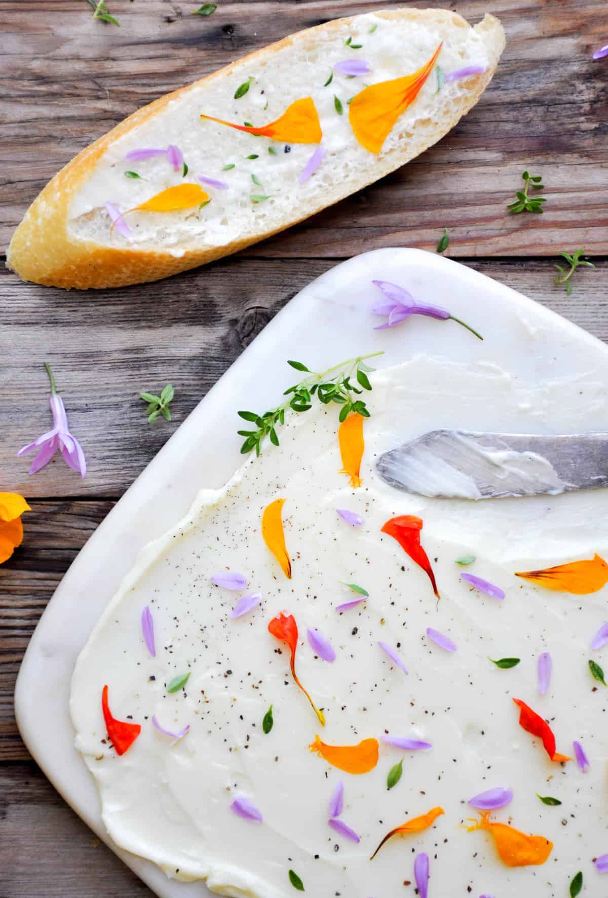 floral butter using edible flowers and herbs