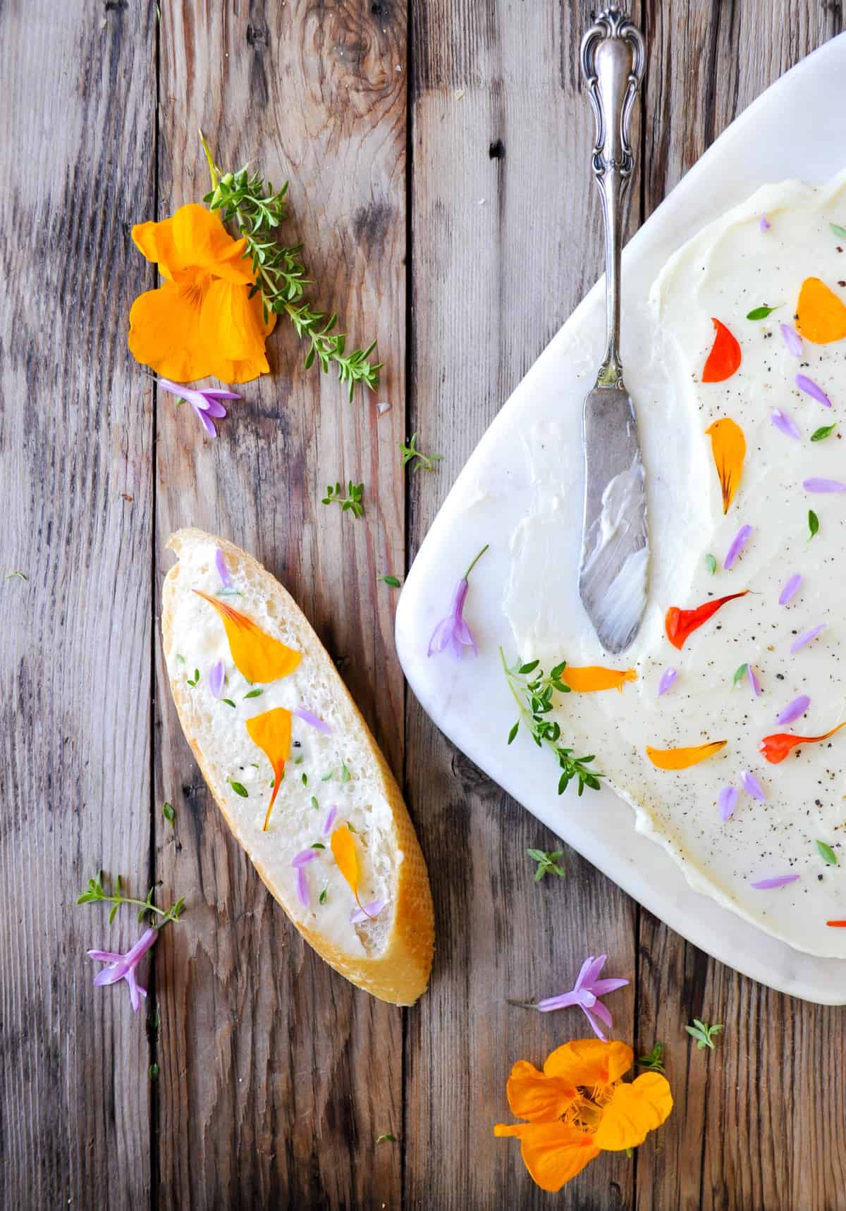 floral butter using edible flowers and herbs