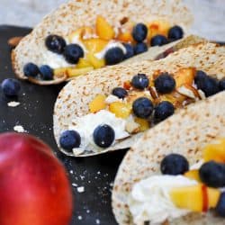 Dessert tacos with nectarine and blueberry