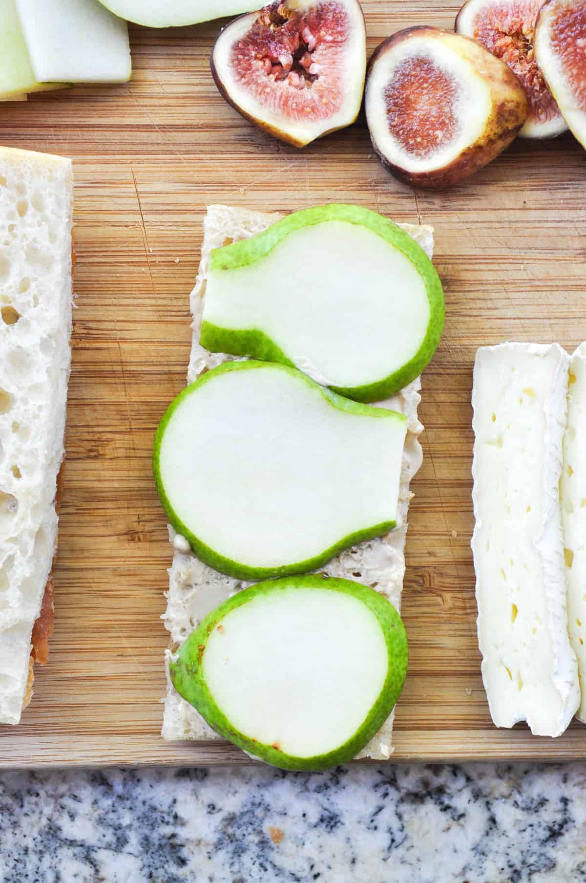 Sliced Pear on Bread