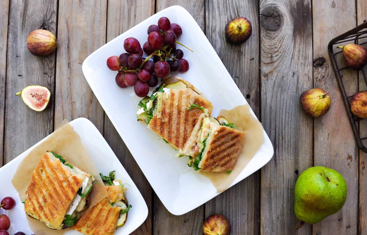 Pear and Fig Panini with Brie and Arugula