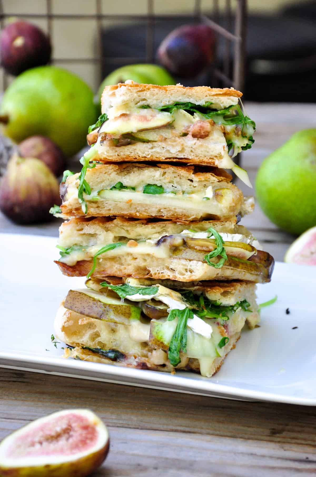 Pear and Fig Panini with Brie and Arugula