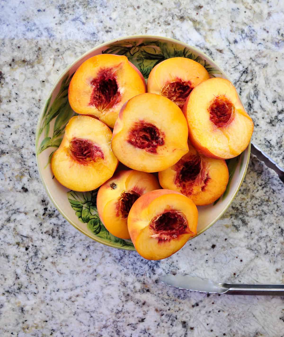 Canned Peach Ice Cream atop Fresh Grilled Peaches