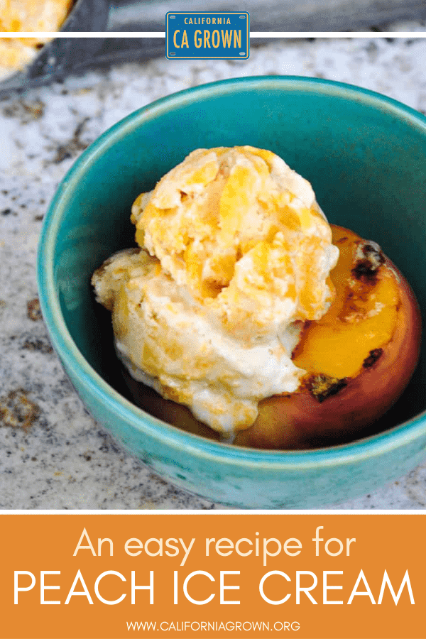 An Easy Recipe for Peach Ice Cream Over Fresh Grilled Peaches