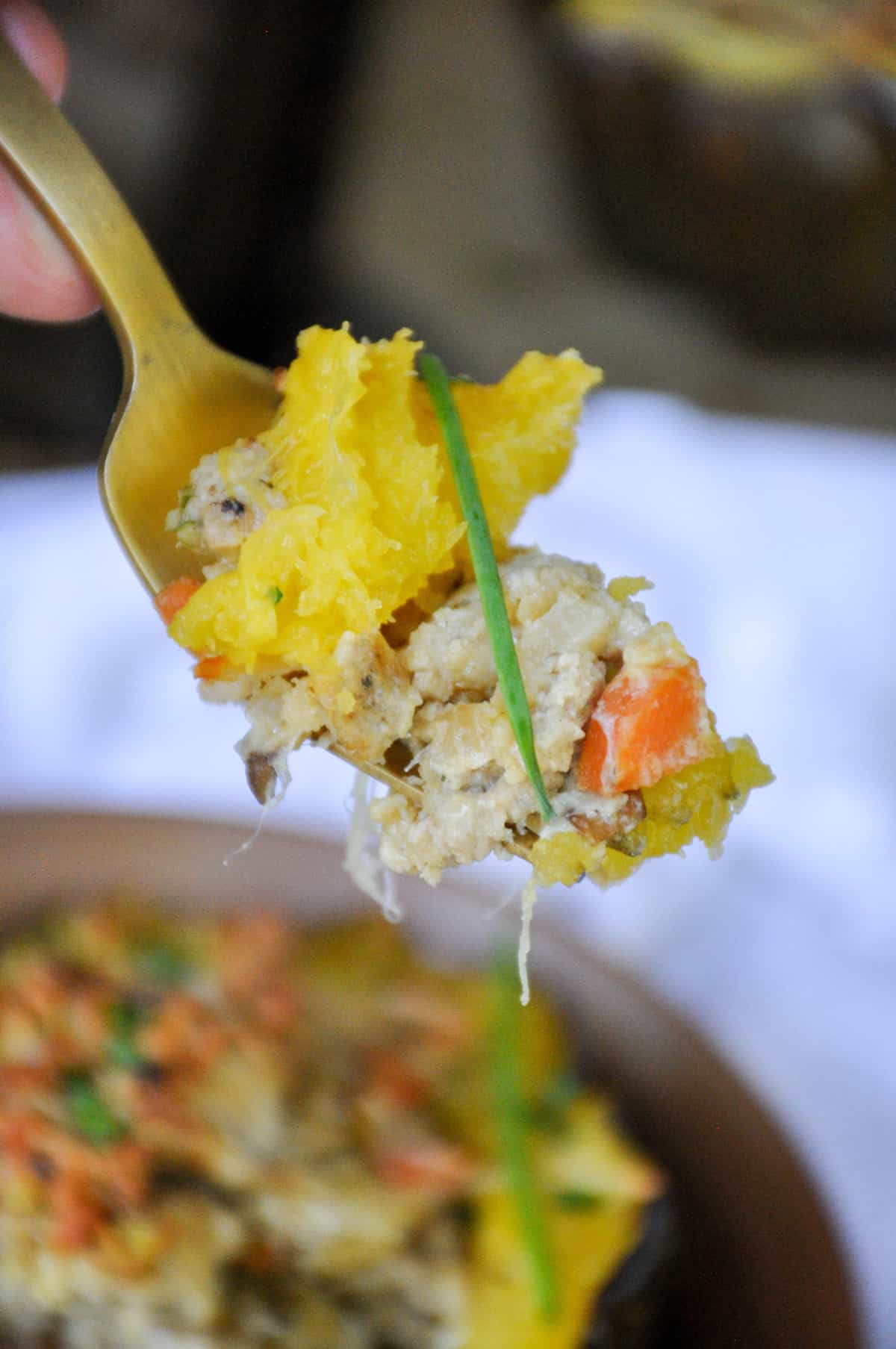 Roasted Acorn Squash stuffed with ground turkey, pears and parmesan! So dang yummy and the epitome of Fall dinner.