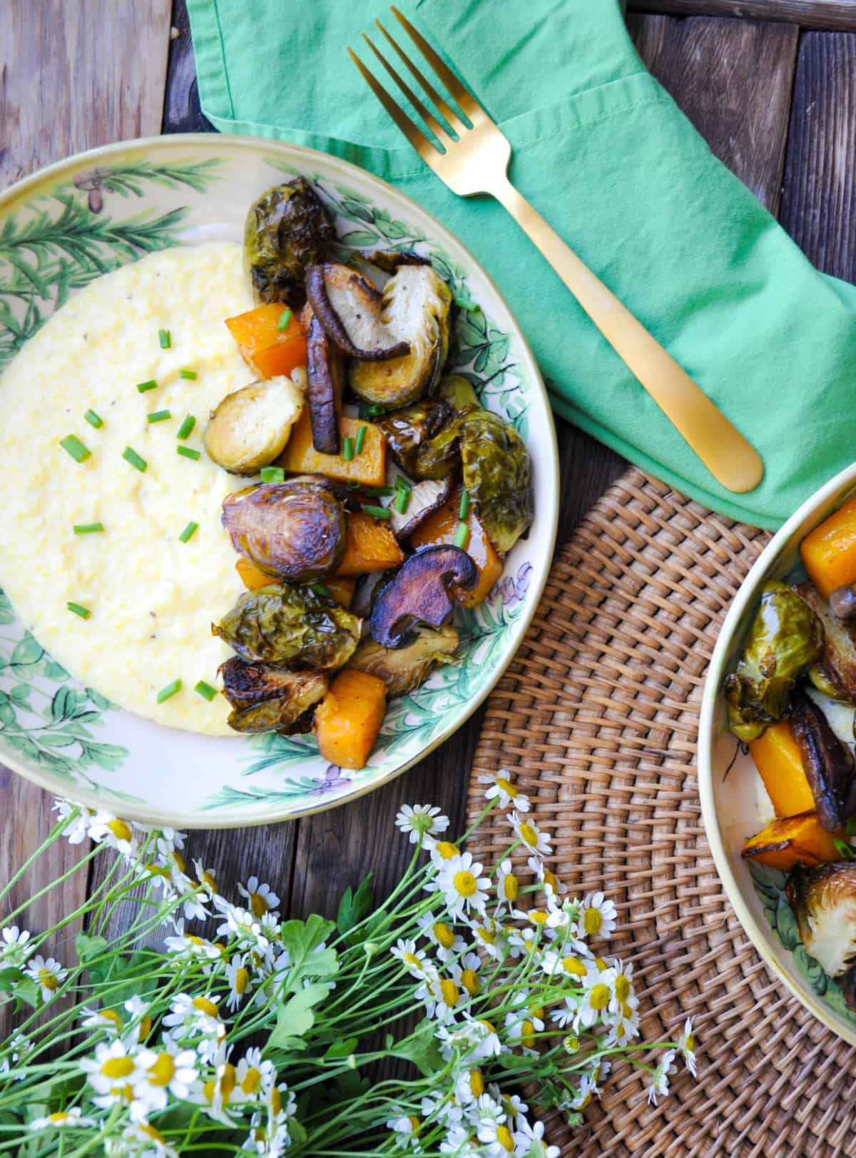 Roasted Winter Vegetable Medley over Creamy Polenta