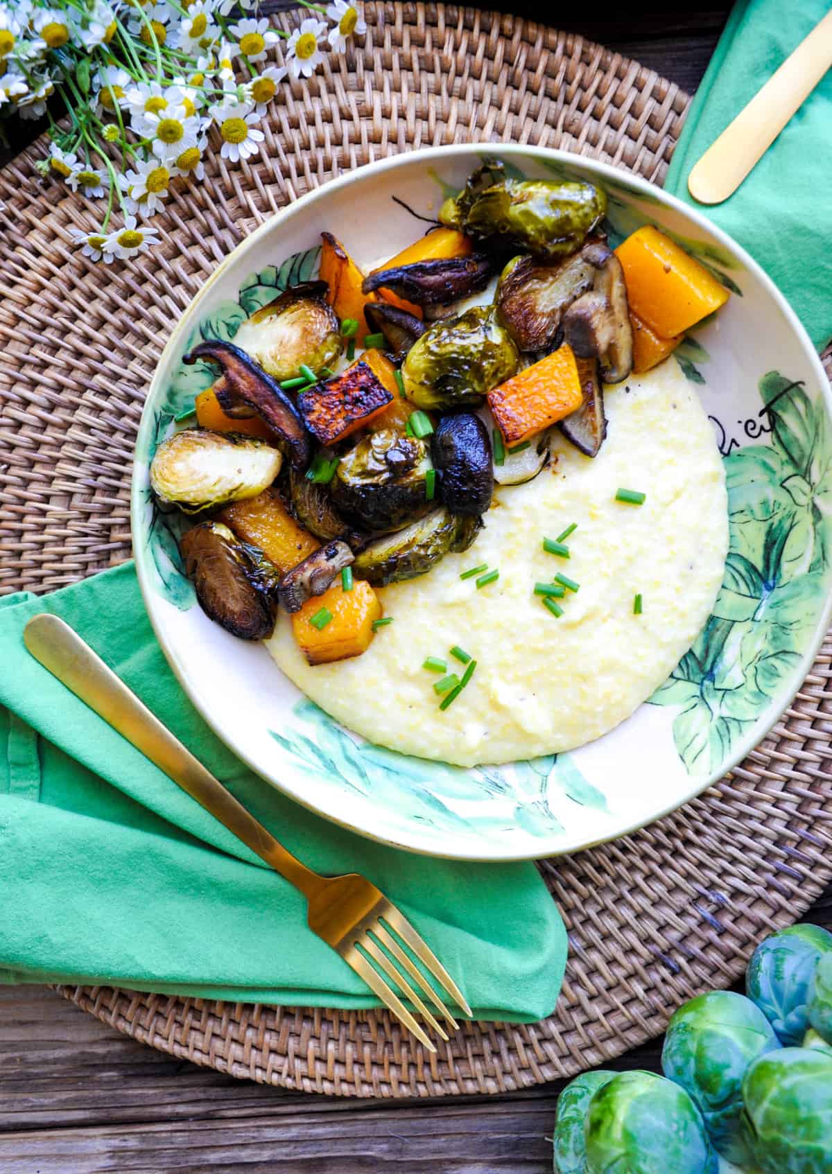 Roasted Winter Vegetables over Creamy Polenta