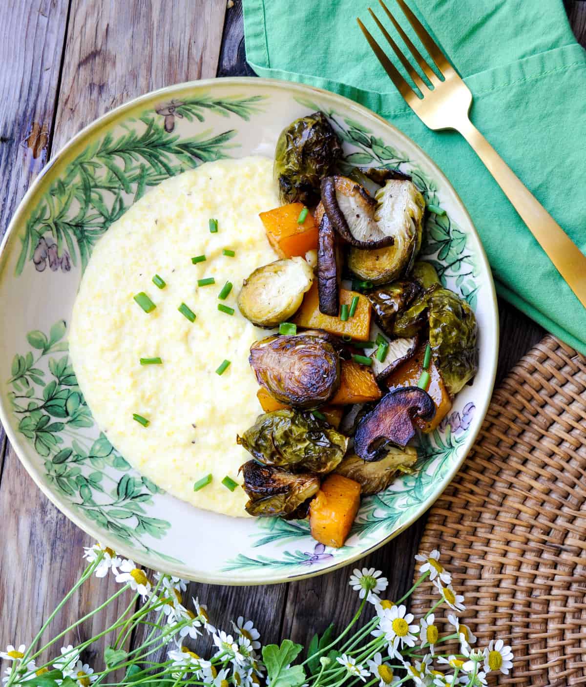 Roasted Winter Vegetable Medley over Creamy Polenta