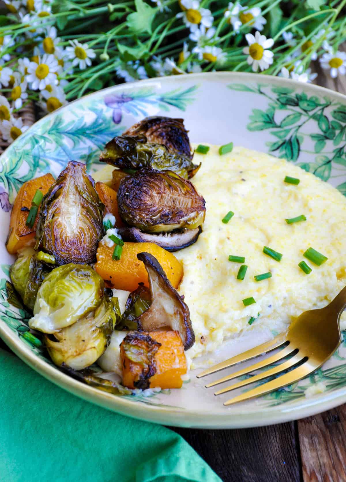 Roasted Winter Vegetable Medley over Creamy Polenta