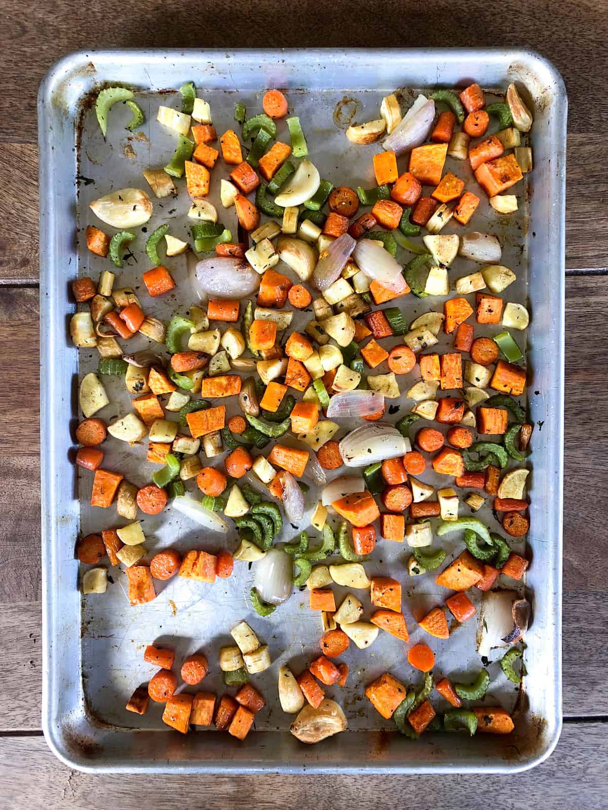 Roast vegetables before adding to broth