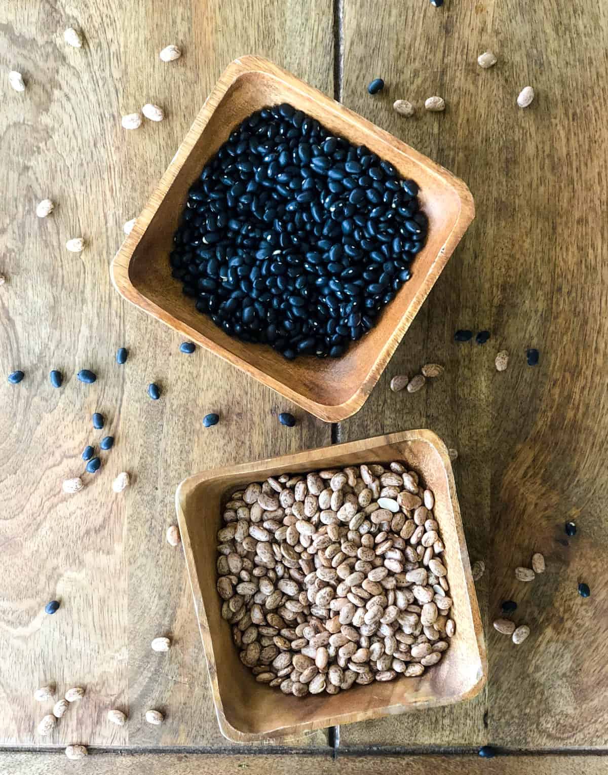 Dried black and pinto beans