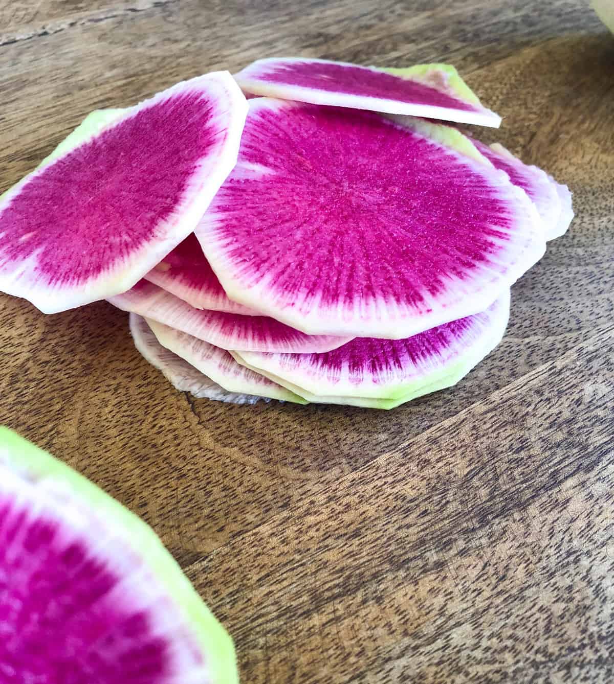 Sliced watermelon radish