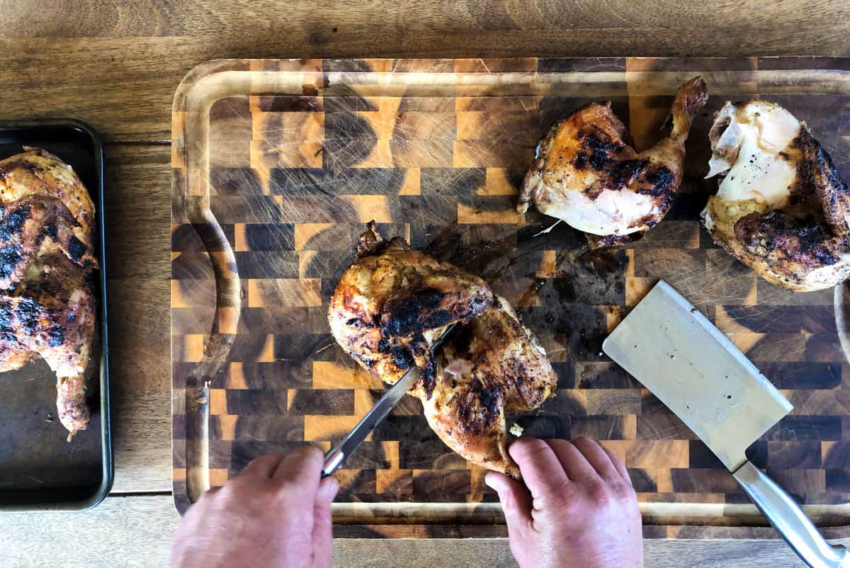 Cut the chicken in smaller pieces after grilling