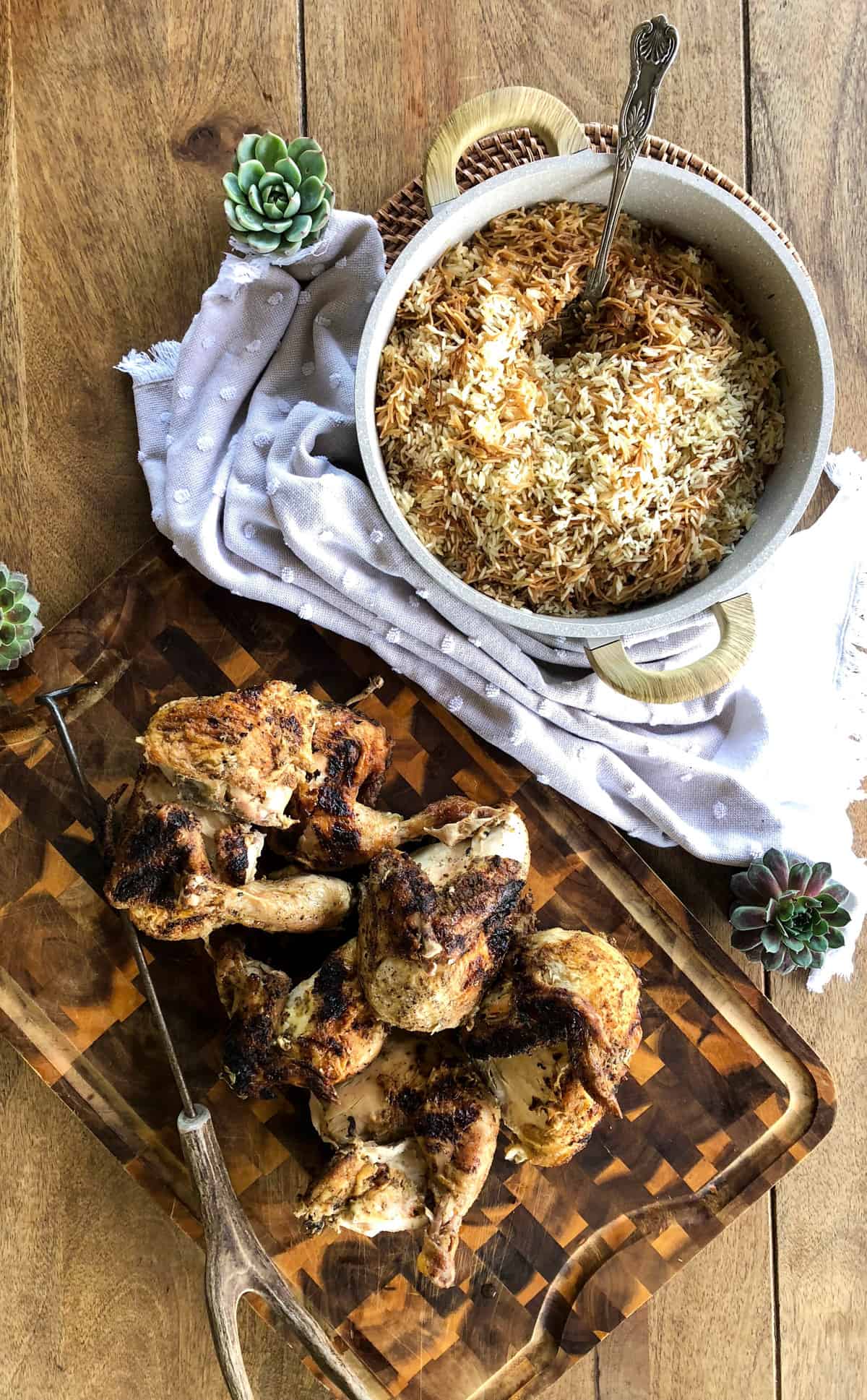 Tailgate Chicken with rice pilaf side