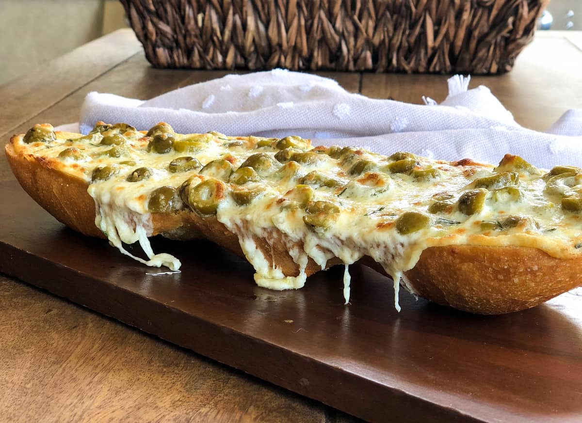 Green Olive Garlic Cheese Bread