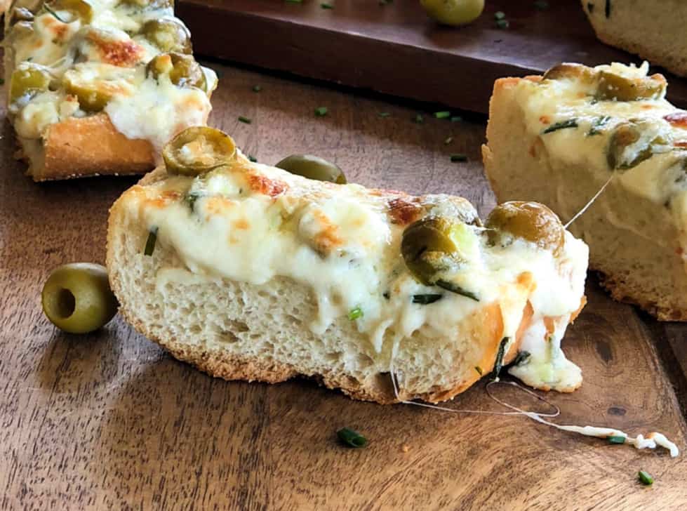 Green Olive Garlic Cheese Bread