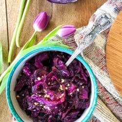 Braised Red Cabbage topped with Crushed Walnuts