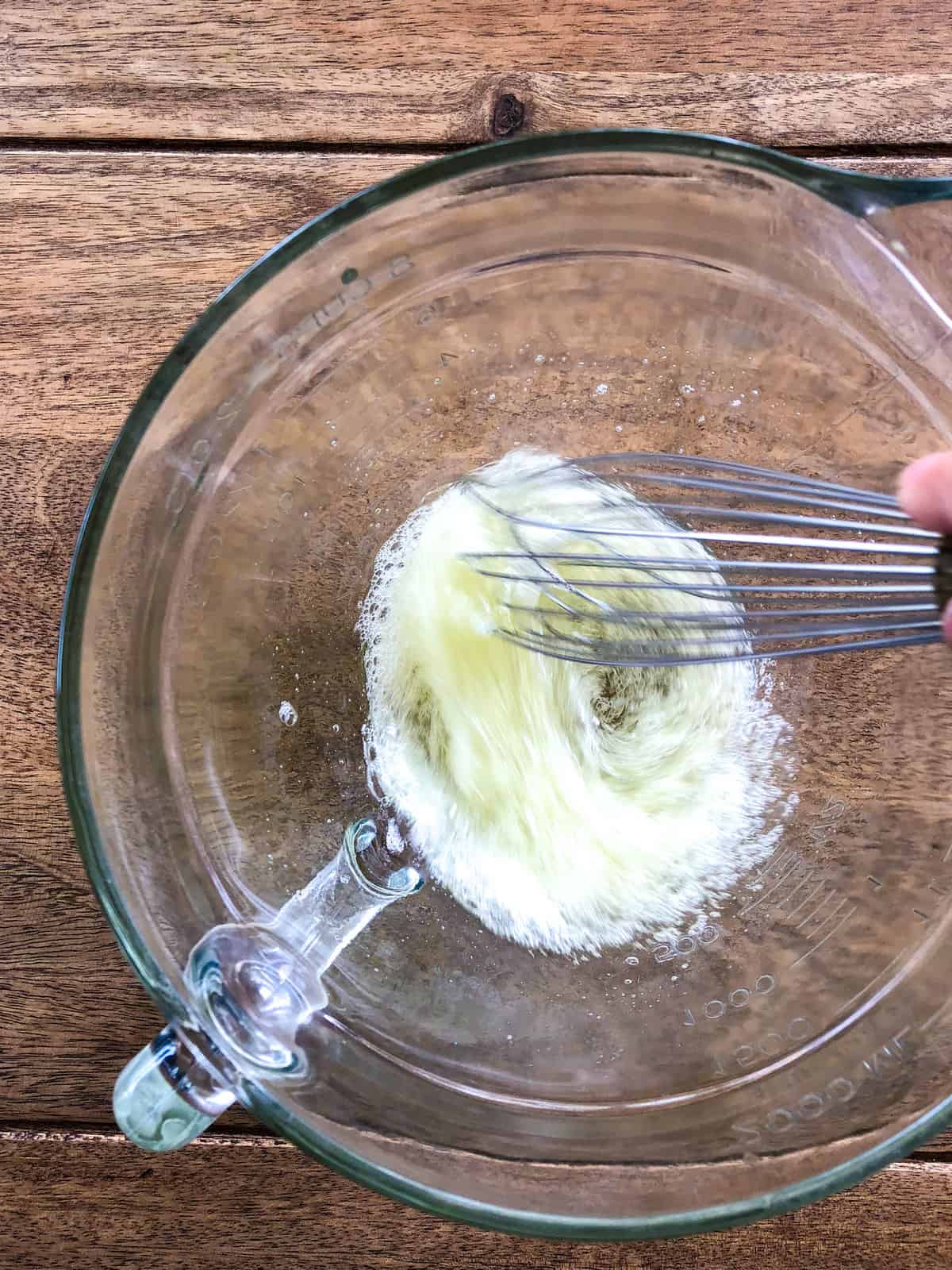 Whisk egg white vigorously 