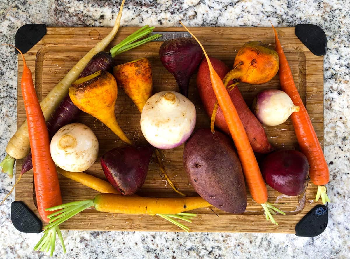 carrots, beets, rutabagas, and sweet potatoes.