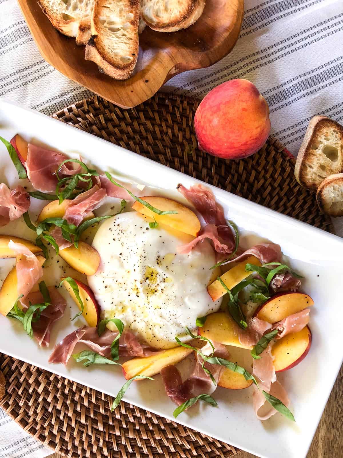 Peach Burrata Crostini