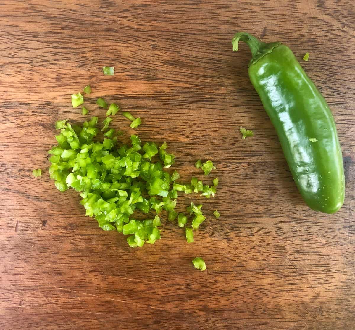 Chop jalapenos into small dice 