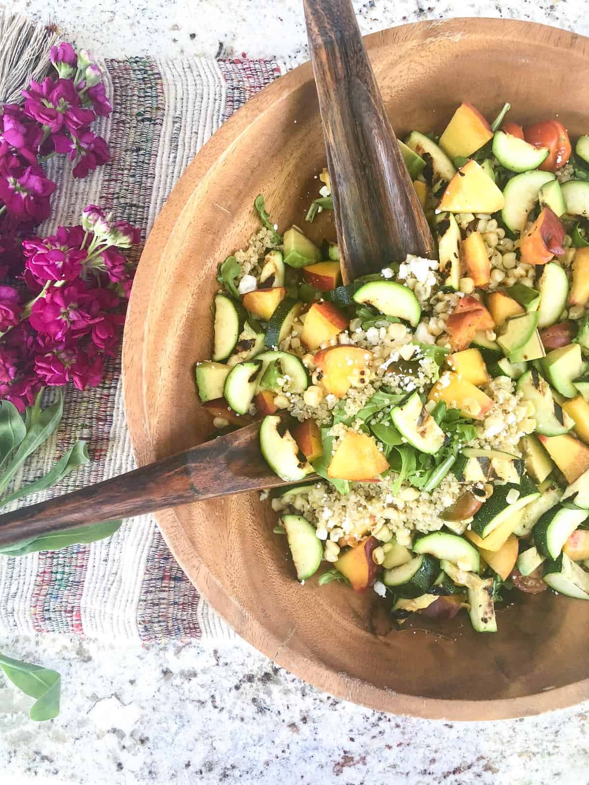 Grilled Zucchini, Corn and Peach Quinoa Salad