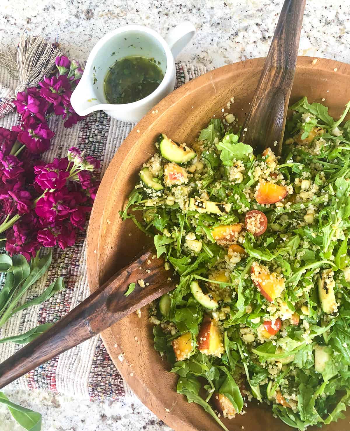 Grilled Zucchini, Corn and Peach Quinoa Salad