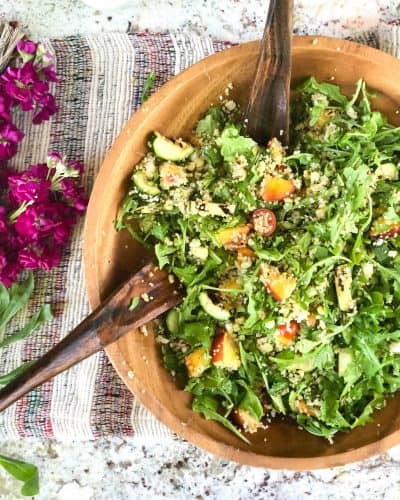 Grilled Zucchini Corn and Peach Quinoa Salad
