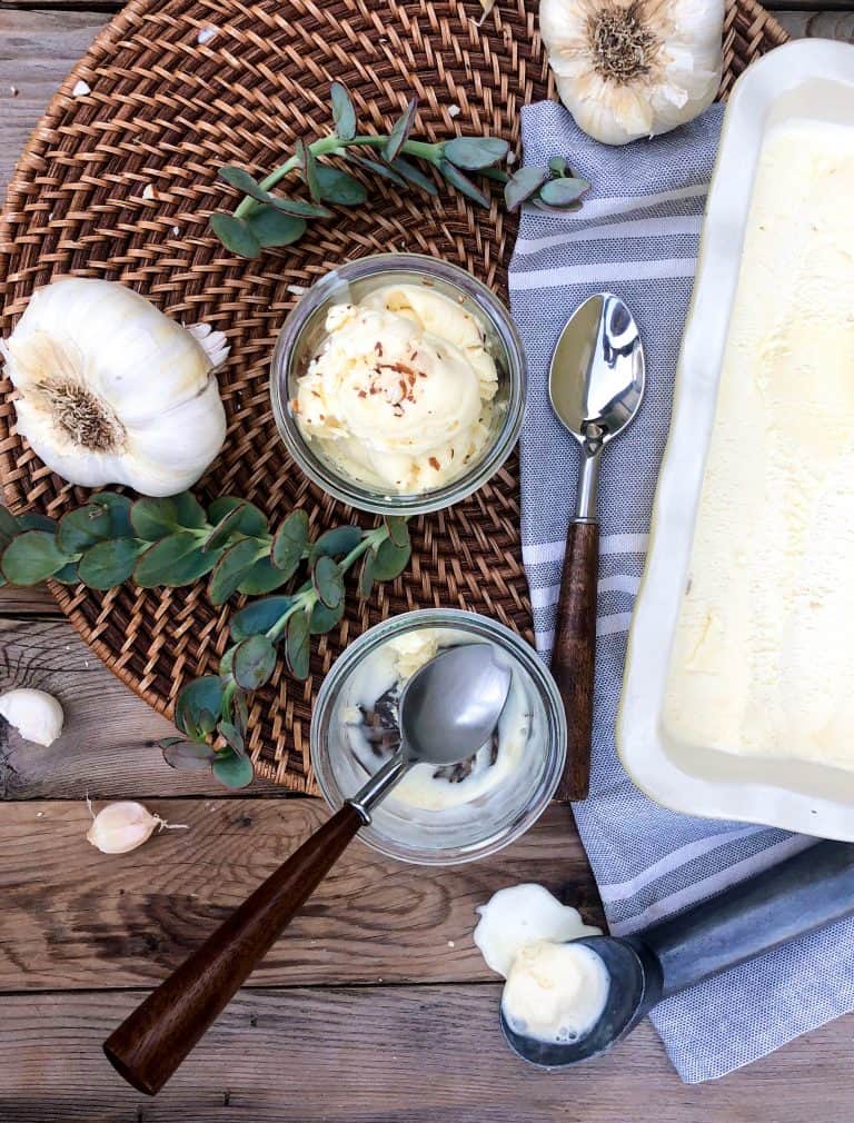 Roasted Garlic Ice Cream California Grown