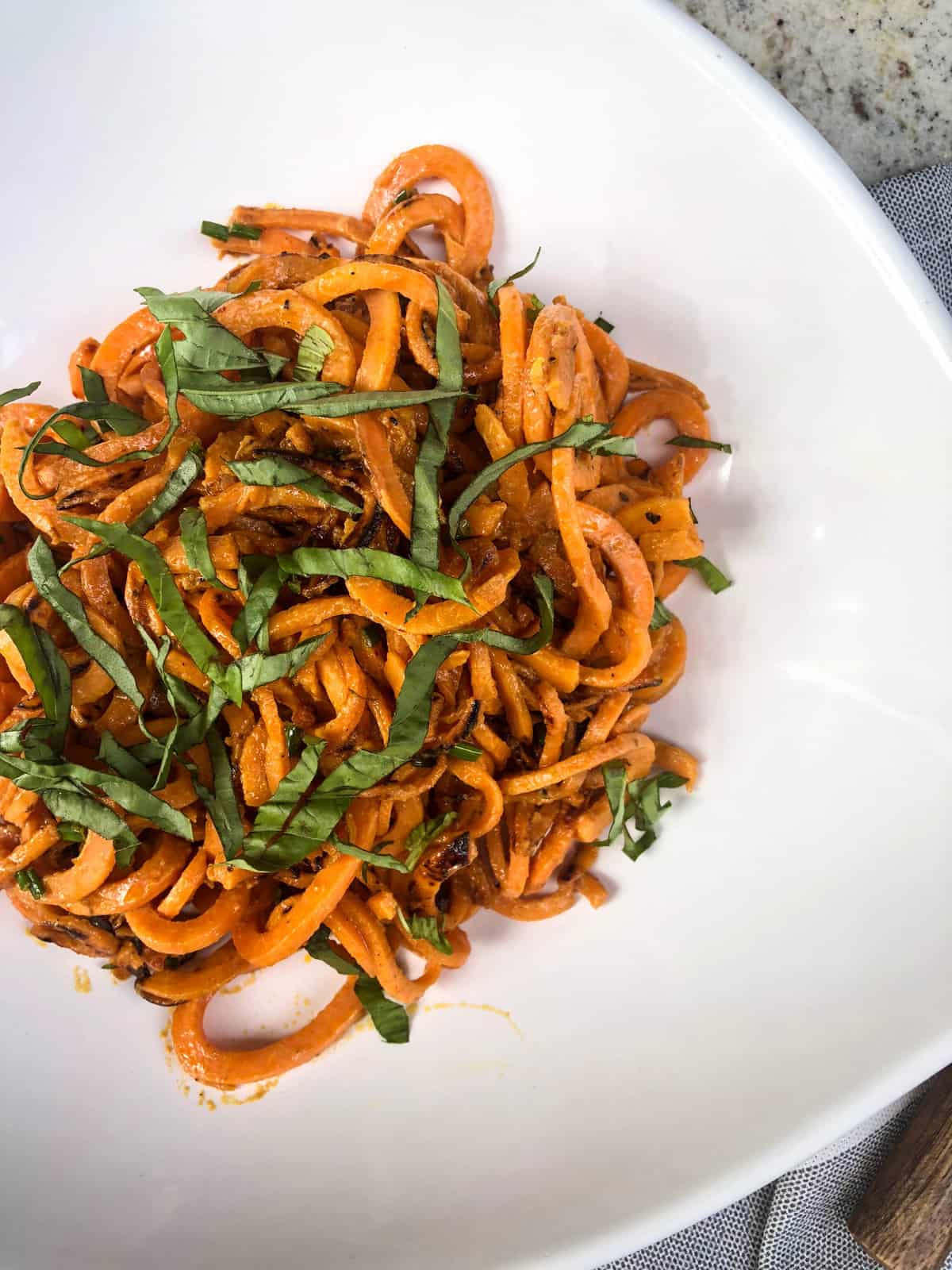 Sweetpotato Noodles in Thai Basil Sauce