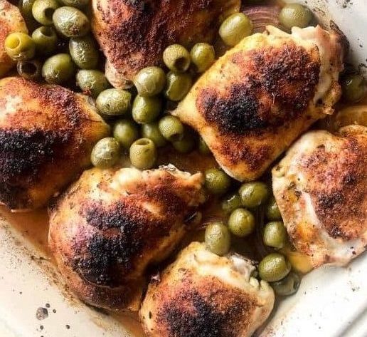 Roast Chicken Thighs with Lemons, Paprika, and Olives