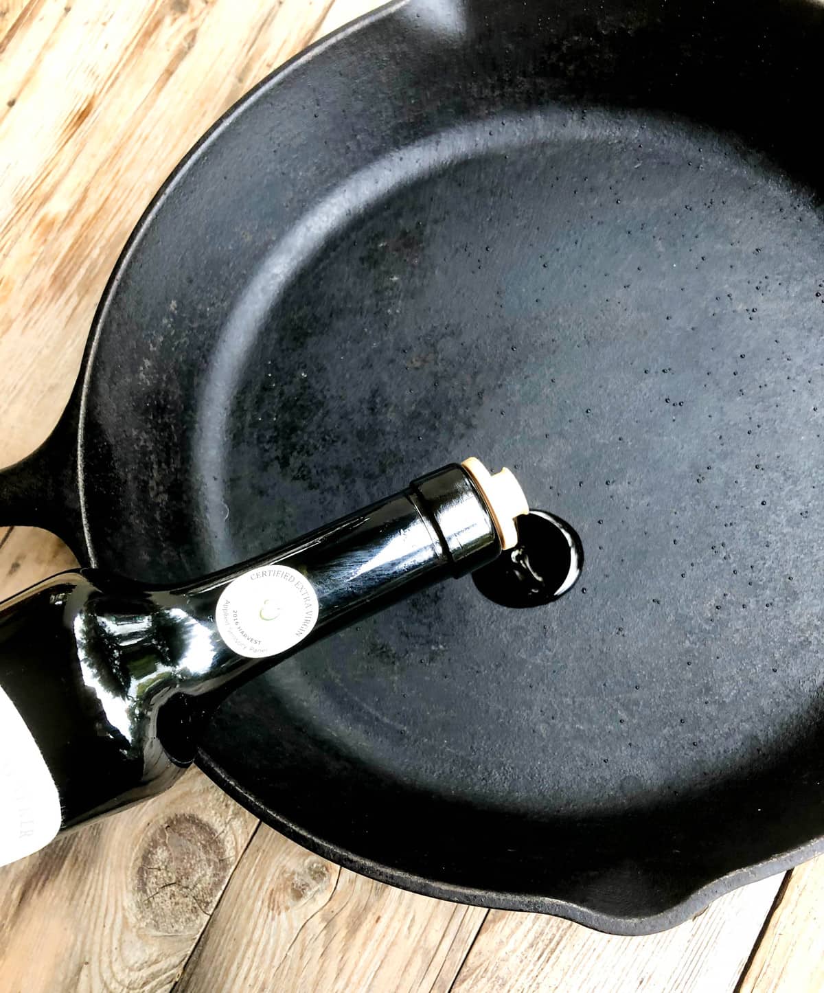 heat a cast iron skillet with a tablespoon olive oil.