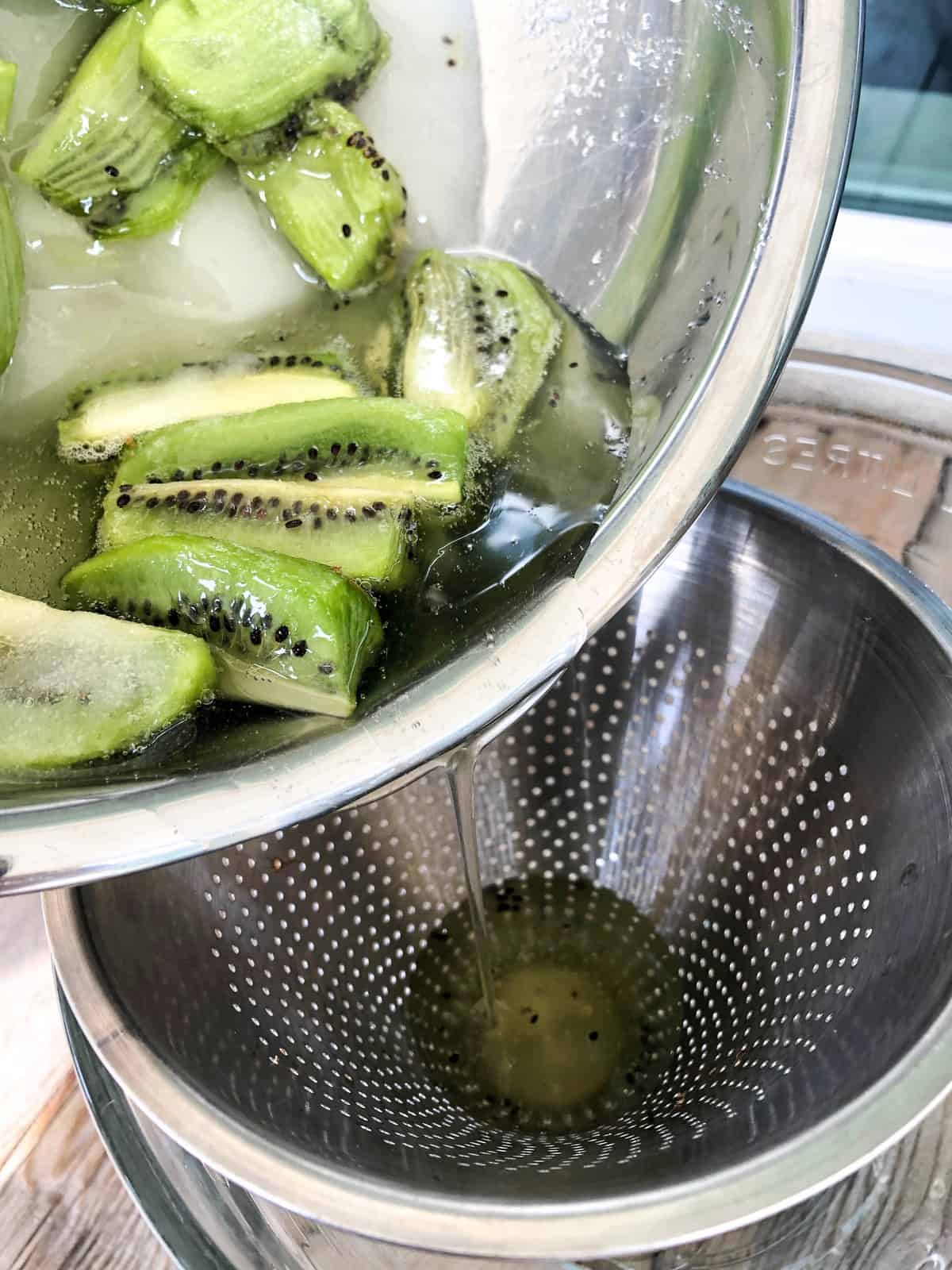 Strain the syrup into a bowl.