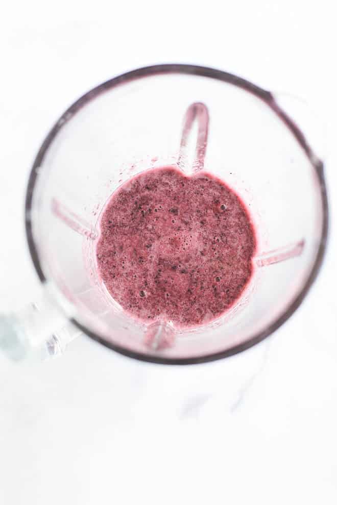 2 cups of fresh blueberries, and about 1/4 cup of water, blended well.