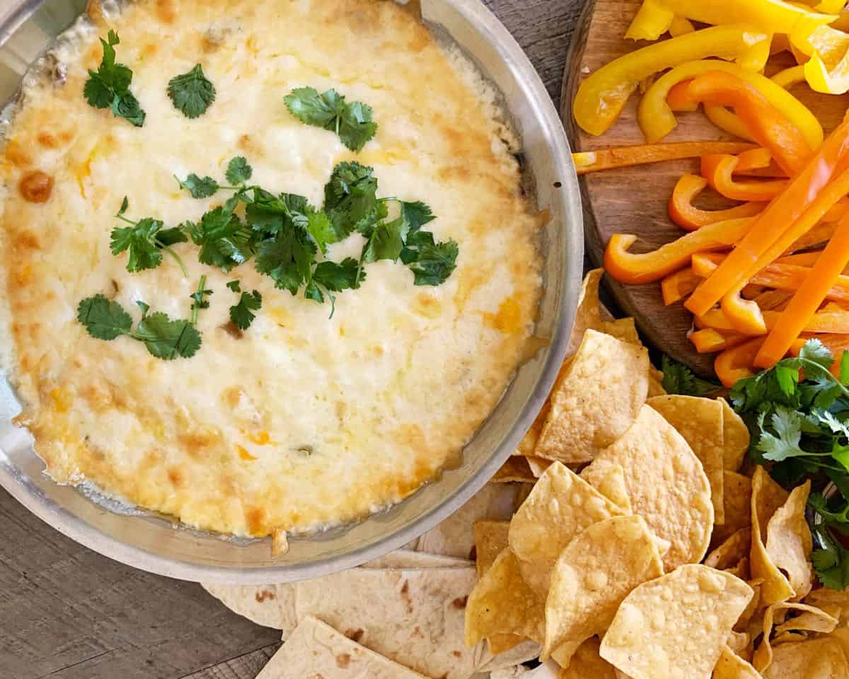 Queso Fundido with Shiitake Mushrooms and Anaheim Chiles