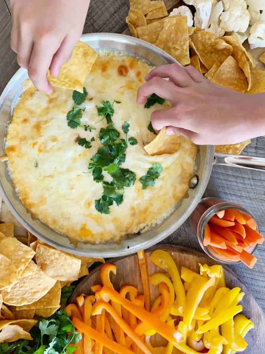 Queso Fundido with Shiitake Mushrooms and Anaheim Chiles