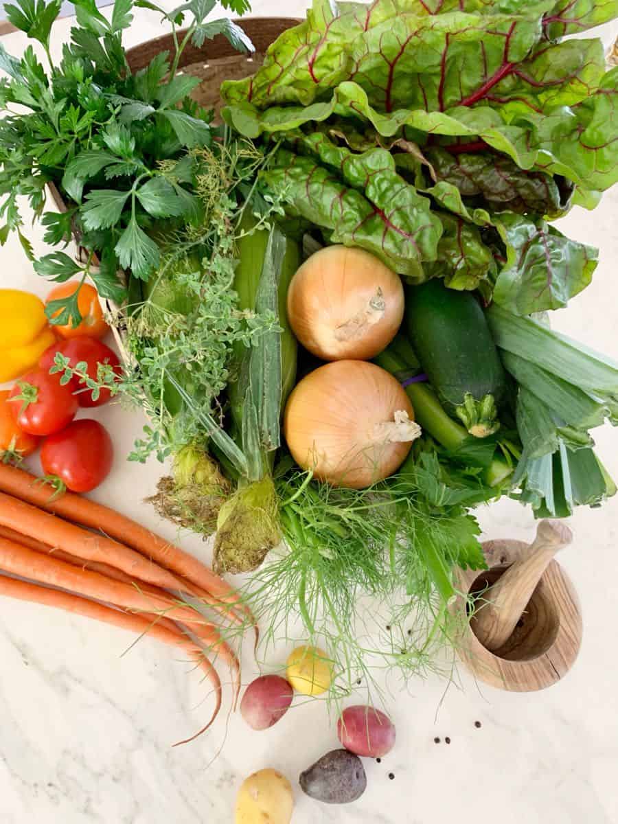 vegetables for homemade vegetable soup recipe