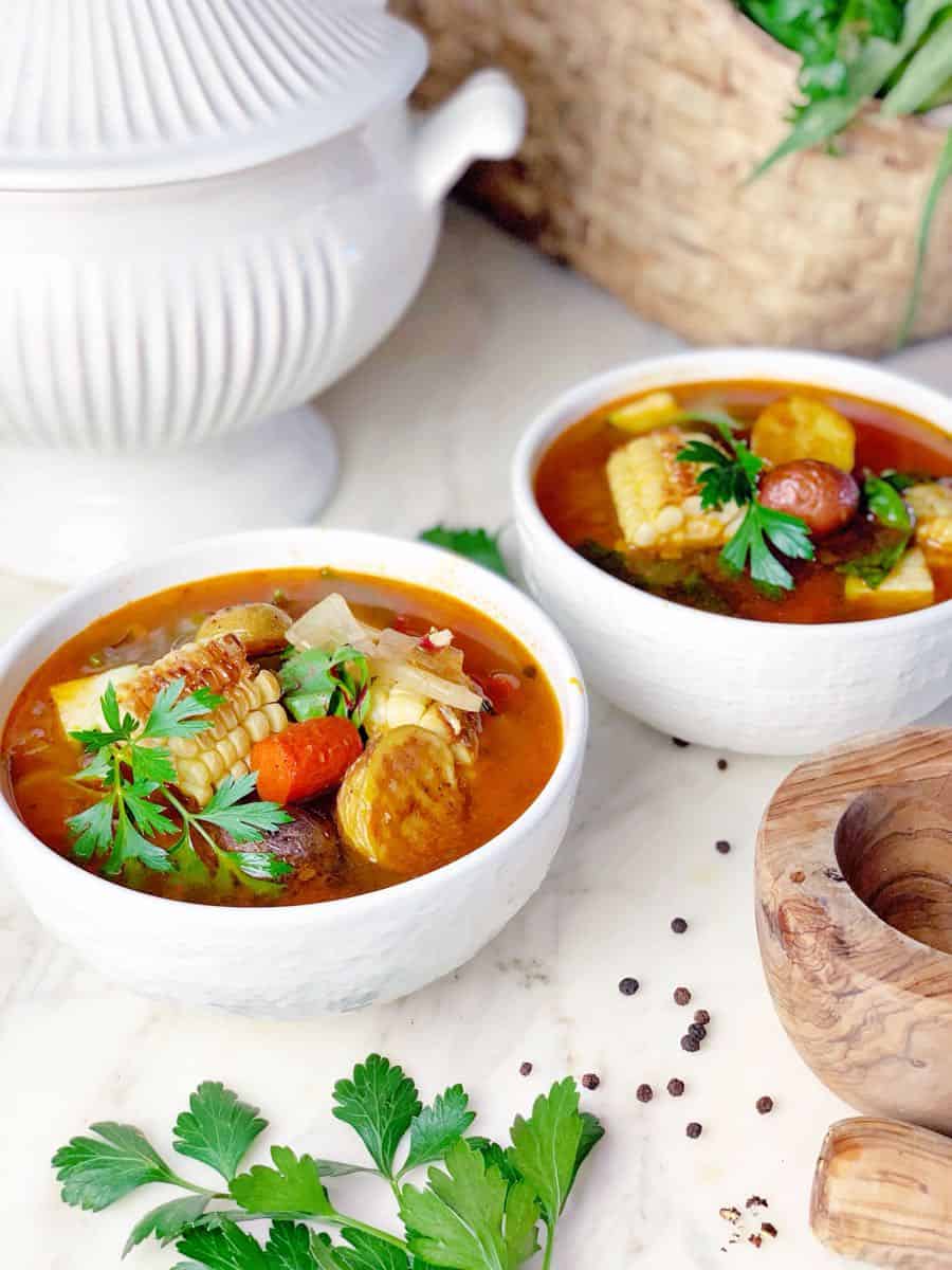 bowls of homemade vegetable soup