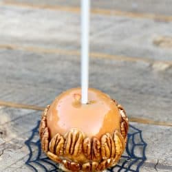 homemade caramel apple with pecans