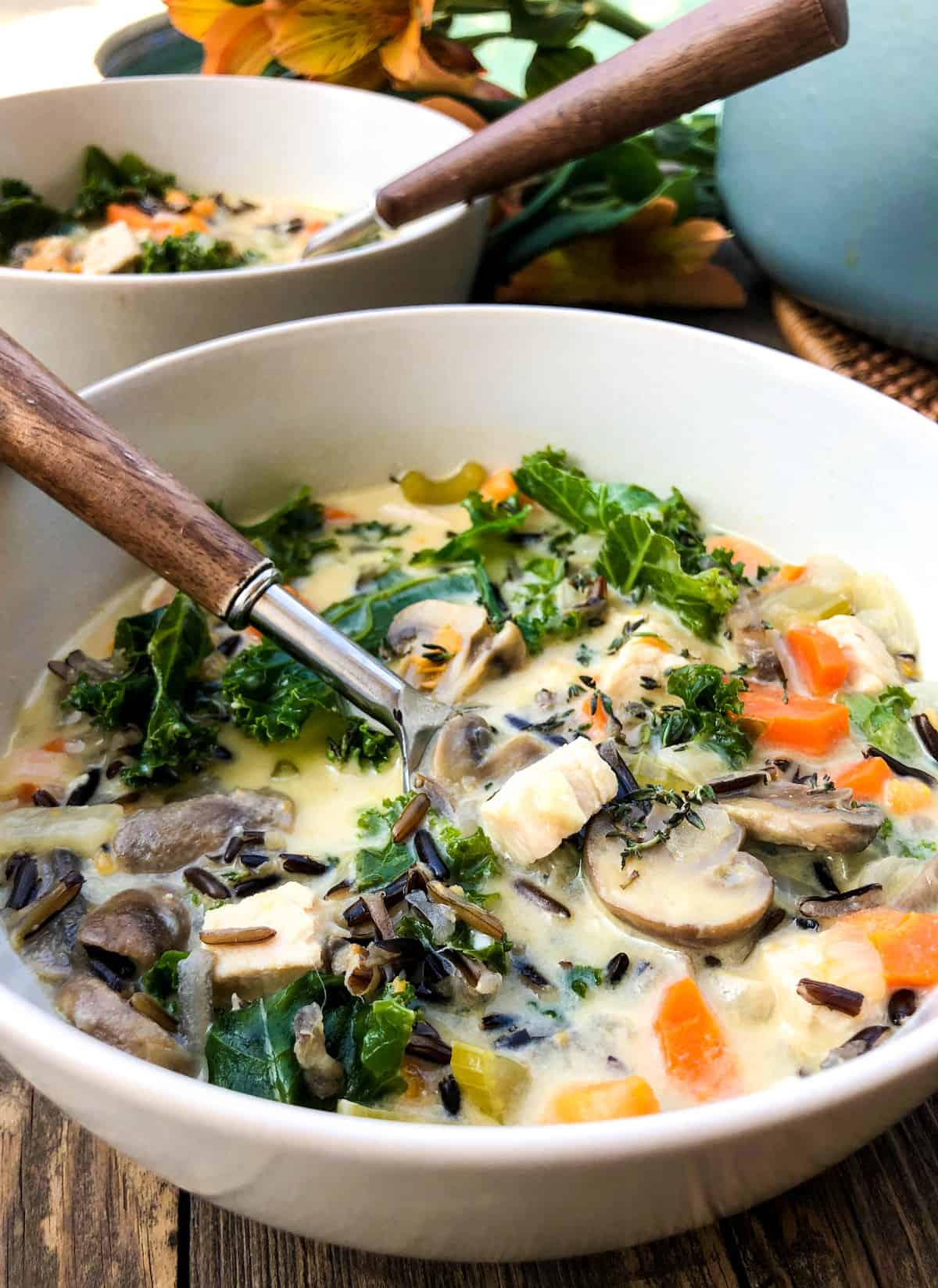 Turkey wild rice soup from leftover turkey