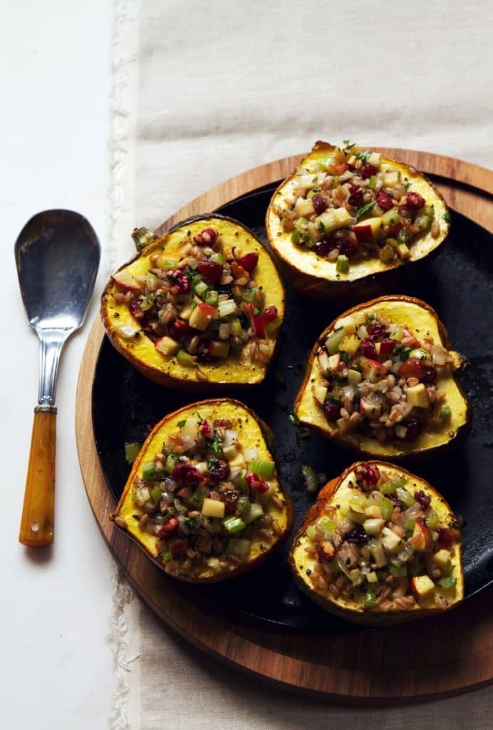 farro stuffed acorn squash