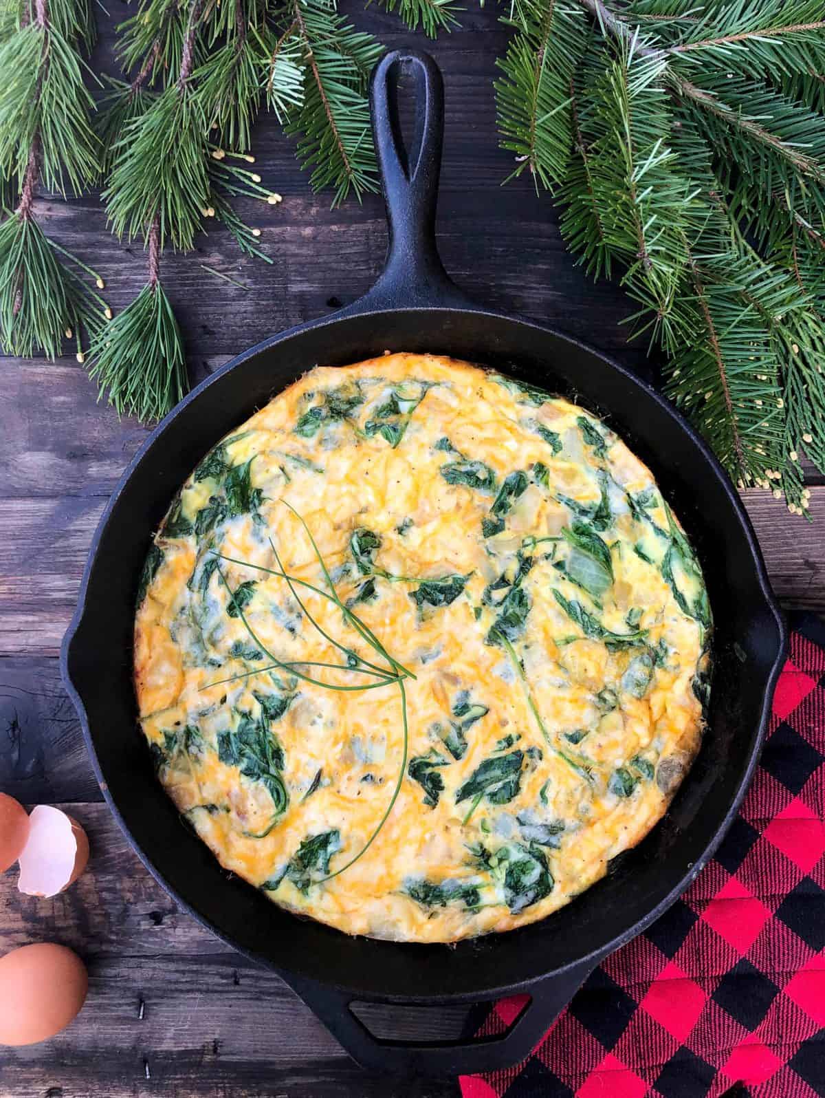 Simple Spinach Frittata Skillet